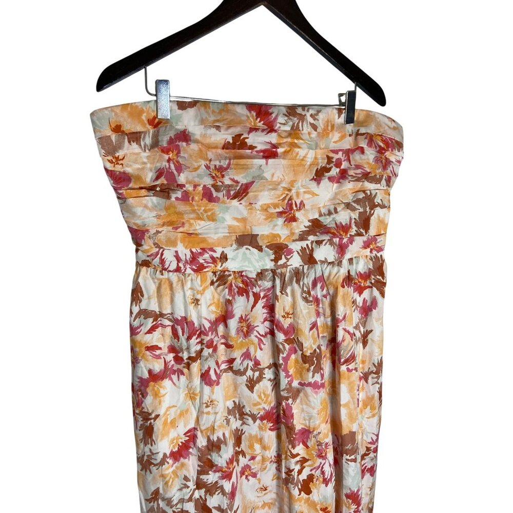 NWT Abercrombie & Fitch Floral Print Poplin Strapless Midi Dress-sz XL - Picture 6 of 10